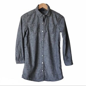 Gap Kids Gray Denim Shirt Dress Star Print Girl’s L